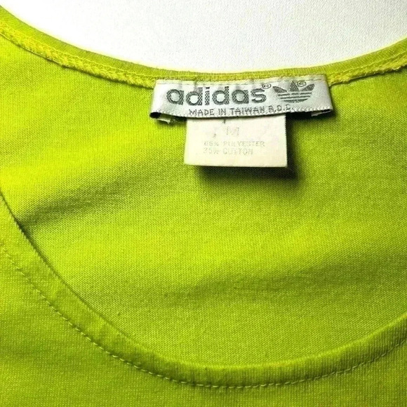Vintage Adidas Tank Top Medium Lime Green Exercise Stretchy Yoga Walk Beach Pool - Picture 5 of 8
